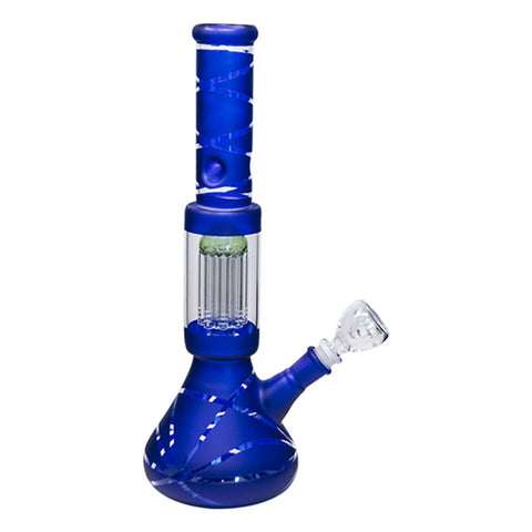 Blue Striped Tree Percolator Bong 14 Inches