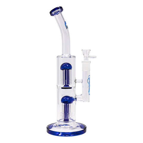 Blue Cannatonik Double Percolator 14 Inches Glass Bong