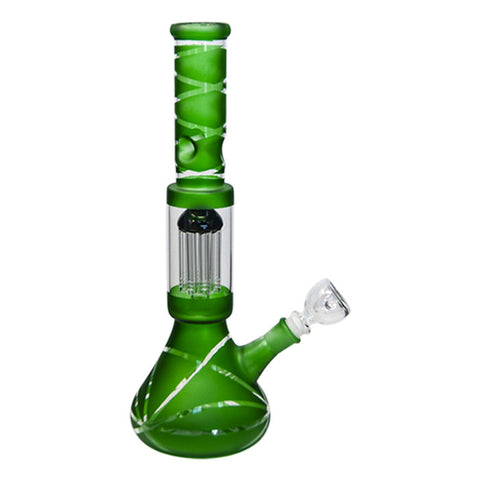 Green Striped Tree Percolator Bong 14 Inches