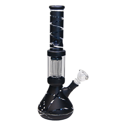 Black Striped Tree Percolator Bong 14 Inches