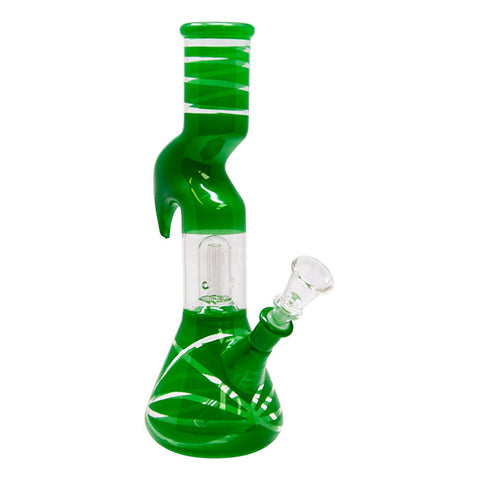 Green Mini Hook Percolated Zong Bong 10 Inches