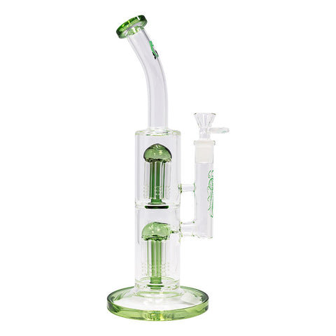 Sea Green Cannatonik Double Percolator 14 Inches Glass Bong