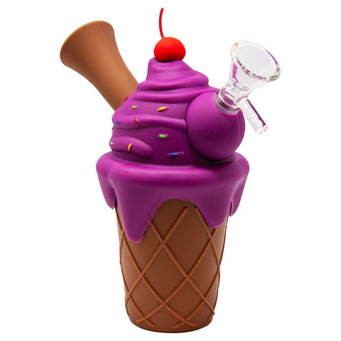 Purple Ice Cream Cone Silicone Pipe