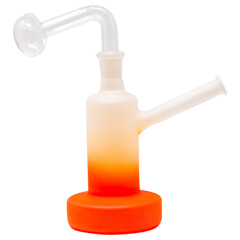 Orange Flat Base Frosty Oil Bong 6 Inches