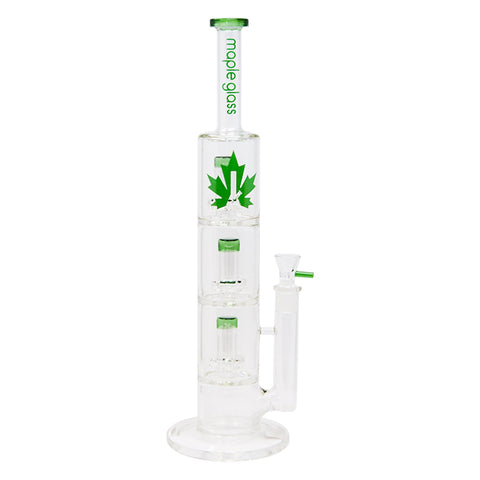 Green Maple Glass Bong With Triple Tire Perc 18 Inches