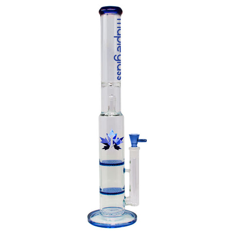 Blue Maple Glass Double Honey Comb Bong With Splash Guard