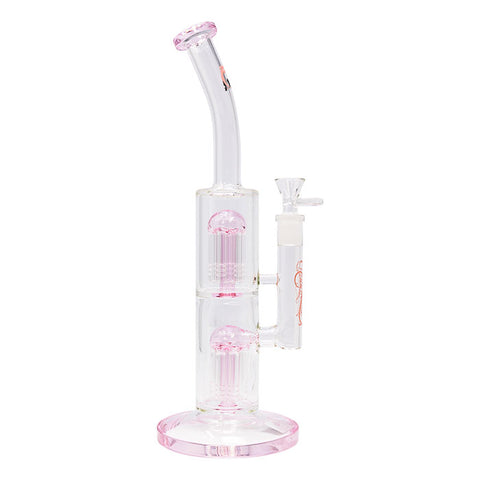 Pink Cannatonik Double Percolator 14 Inches Glass Bong