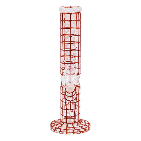 Red Detailed Hand Painted 10 Inches Glass Bong