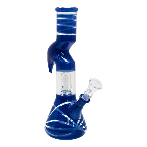 Blue Mini Hook Percolated Zong Bong 10 Inches