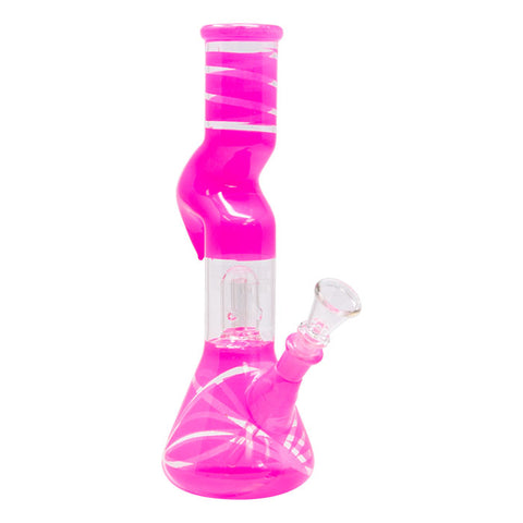 Pink Mini Hook Percolated Zong Bong 10 Inches