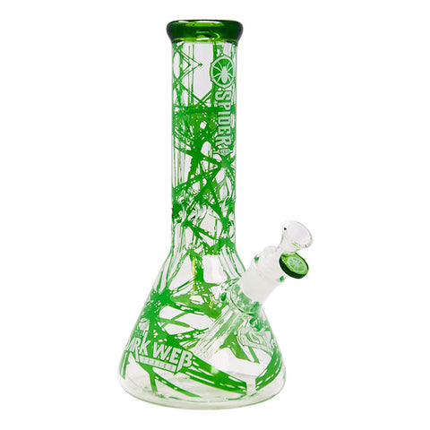 Green Darkweb Series Spider Glass Beaker Bong 12 Inches