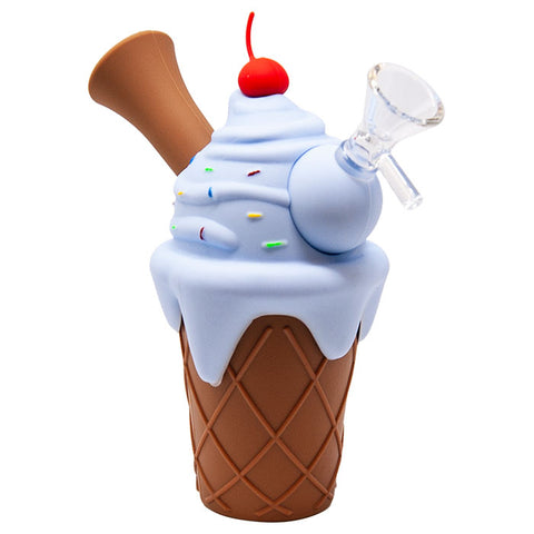 Blue Ice Cream Cone Silicone Pipe