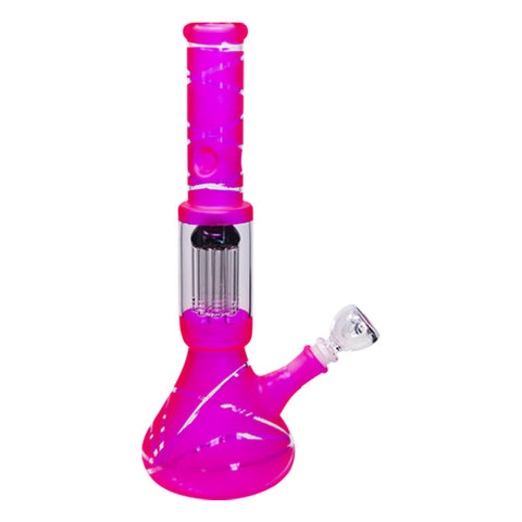 Pink Striped Tree Percolator Bong 14 Inches