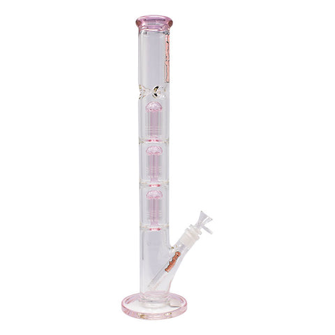 Pink Irie Vibes 20 Inches Triple Tree Percolator Ganjavibes Glass Bong