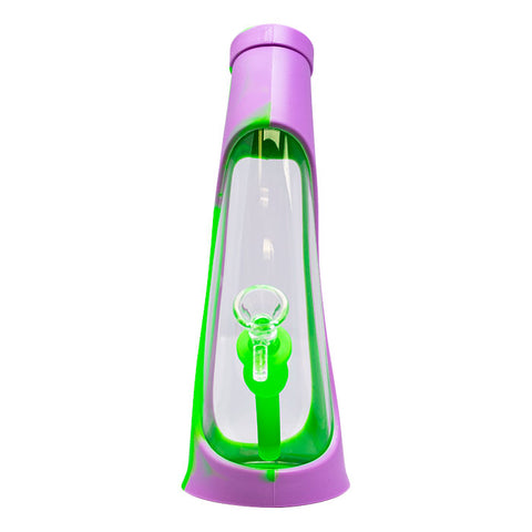 Green Curved Bottled Shape Silicone Bong