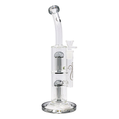 PreviousNext Grey Cannatonik Double Percolator 14 Inches Glass Bong