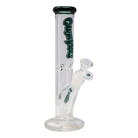 Ganjavibes Teal Straight Tube with Ice Catcher 10 Inches Glass Bong