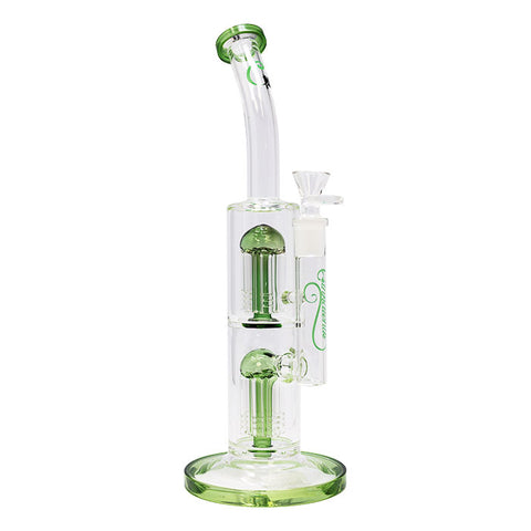 Sea Green Cannatonik Double Percolator 14 Inches Glass Bong