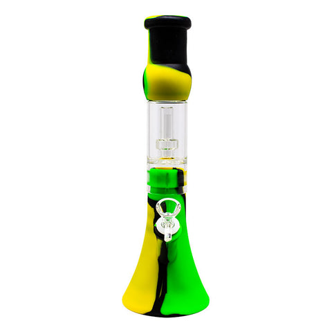 Neon Green Tree Glass Perc 13 Inches Detachable Silicone Bong