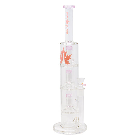 Pink Maple Glass Bong With Triple Tire Perc 18 Inches