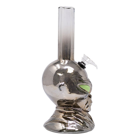 Grey Alien 11 Inches Glow In Dark Metallic Glass Bong