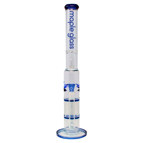 Blue Maple Glass Double Honey Comb Bong With Splash Guard