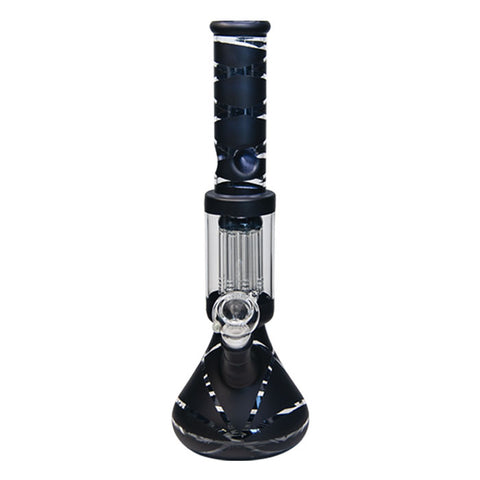 Black Striped Tree Percolator Bong 14 Inches