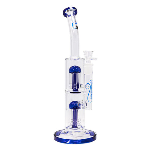 Blue Cannatonik Double Percolator 14 Inches Glass Bong