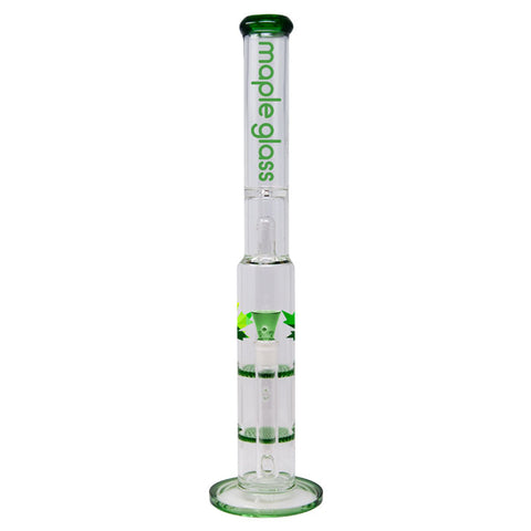 Green Maple Glass Double Honey Comb Bong With Splash Guard