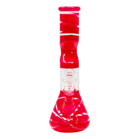 Red Mini Hook Percolated Zong Bong 10 Inches