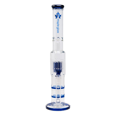 Blue Maple Glass Double Honey Comb Perc With Tree Perc And Splash Guard 20 Inches