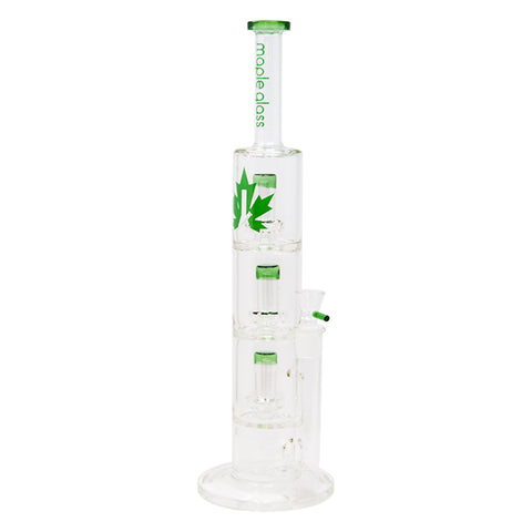 Green Maple Glass Bong With Triple Tire Perc 18 Inches