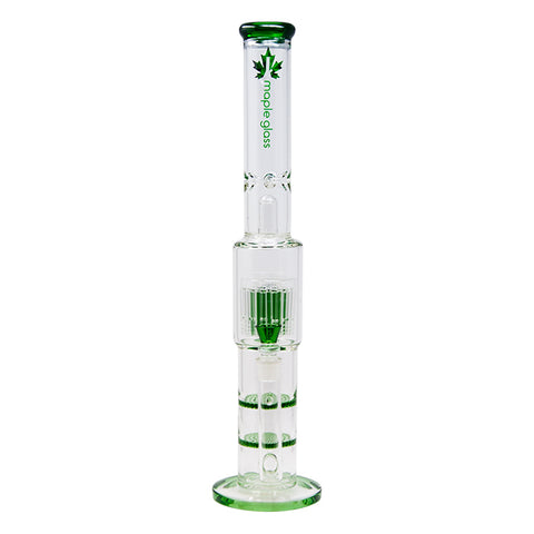 Green Maple Glass Double Honey Comb Perc With Tree Perc And Splash Guard 20 Inches