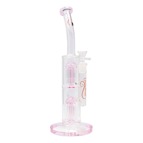 Pink Cannatonik Double Percolator 14 Inches Glass Bong