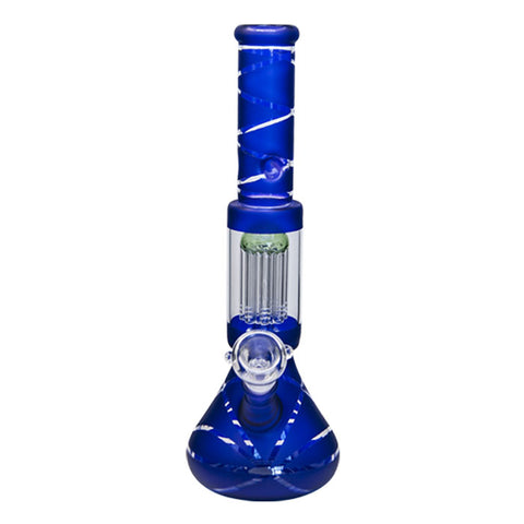 Blue Striped Tree Percolator Bong 14 Inches