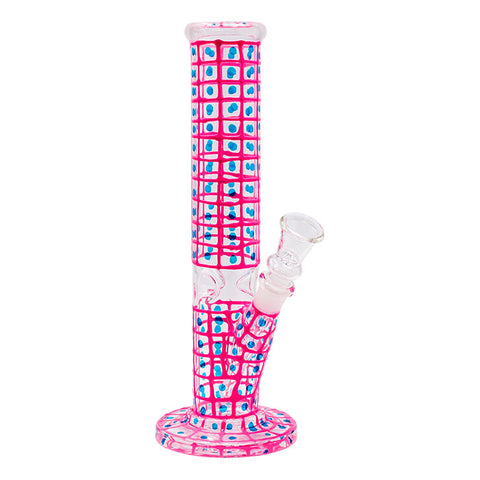 Pink Detailed Hand Painted 10 Inches Glass Bong