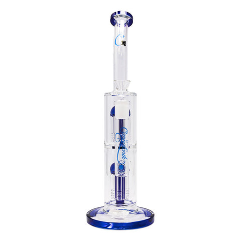 Blue Cannatonik Double Percolator 14 Inches Glass Bong