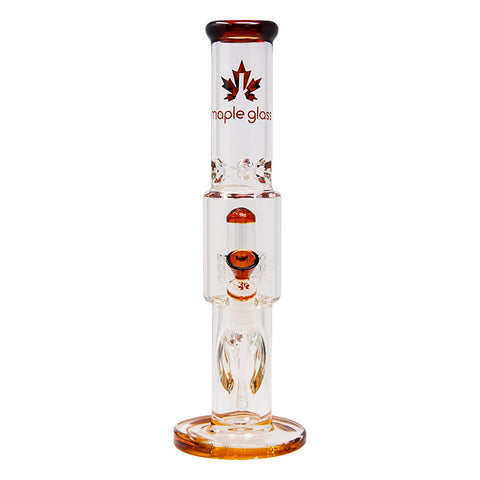 Amber Maple Glass Tire Perc Bong 14 Inches