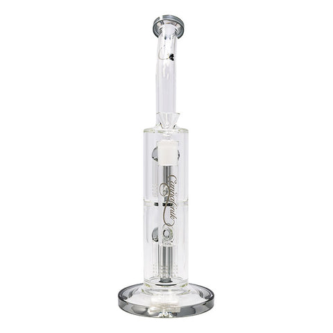 PreviousNext Grey Cannatonik Double Percolator 14 Inches Glass Bong