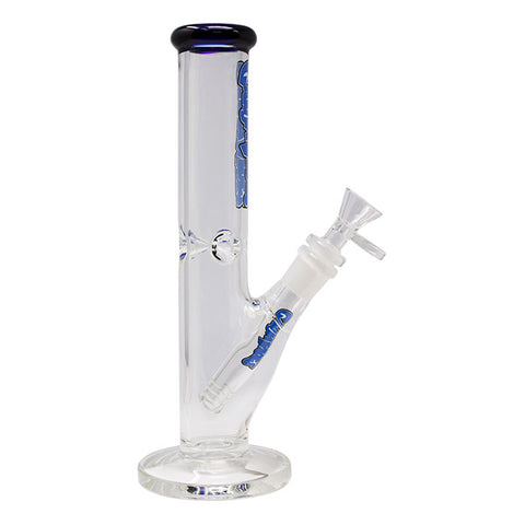 Ganjavibes Blue Straight Tube with Ice Catcher 10 Inches Glass Bong