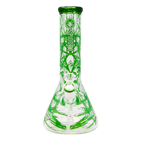 Green Darkweb Series Spider Glass Beaker Bong 12 Inches