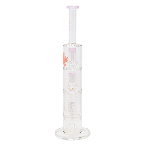 Pink Maple Glass Bong With Triple Tire Perc 18 Inches