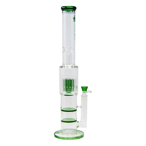 Green Maple Glass Double Honey Comb Perc With Tree Perc And Splash Guard 20 Inches