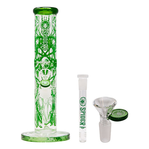 Green Darkweb Series 12 Inches Bong from the house of Spider Glass