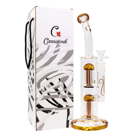 Amber Cannatonik Double Percolator 14 Inches Glass Bong