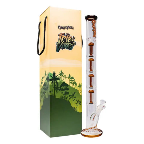 Amber Irie Vibes 24 Inches Four Percolator Ganjavibes Glass Bong - Bongs