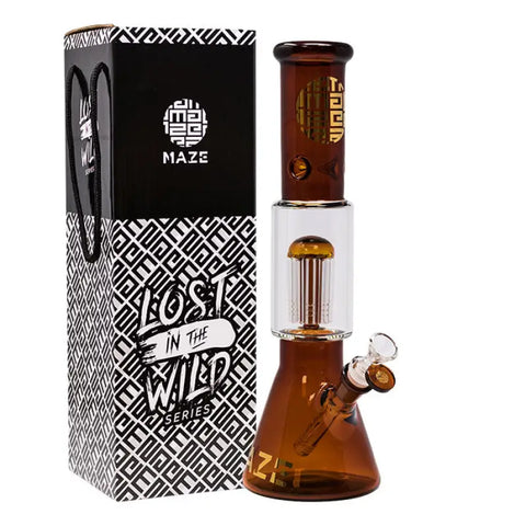 Amber Lost In The Wild Series 12-14 Inches Maze Glass Bong - Bongs