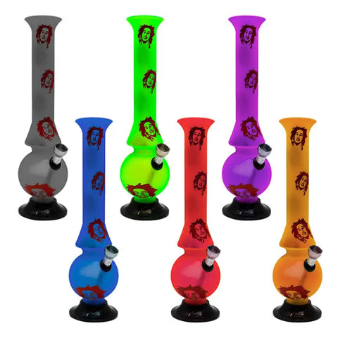 Assorted Color Bob Marley Acrylic Bong 10 Inches - Bongs