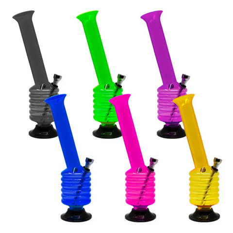 Assorted Color Multi Ring Base Acrylic Bong 10 Inches - Bongs