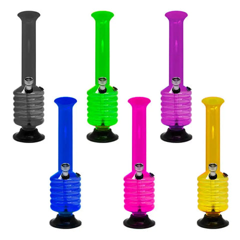 Assorted Color Multi Ring Base Acrylic Bong 10 Inches - Bongs